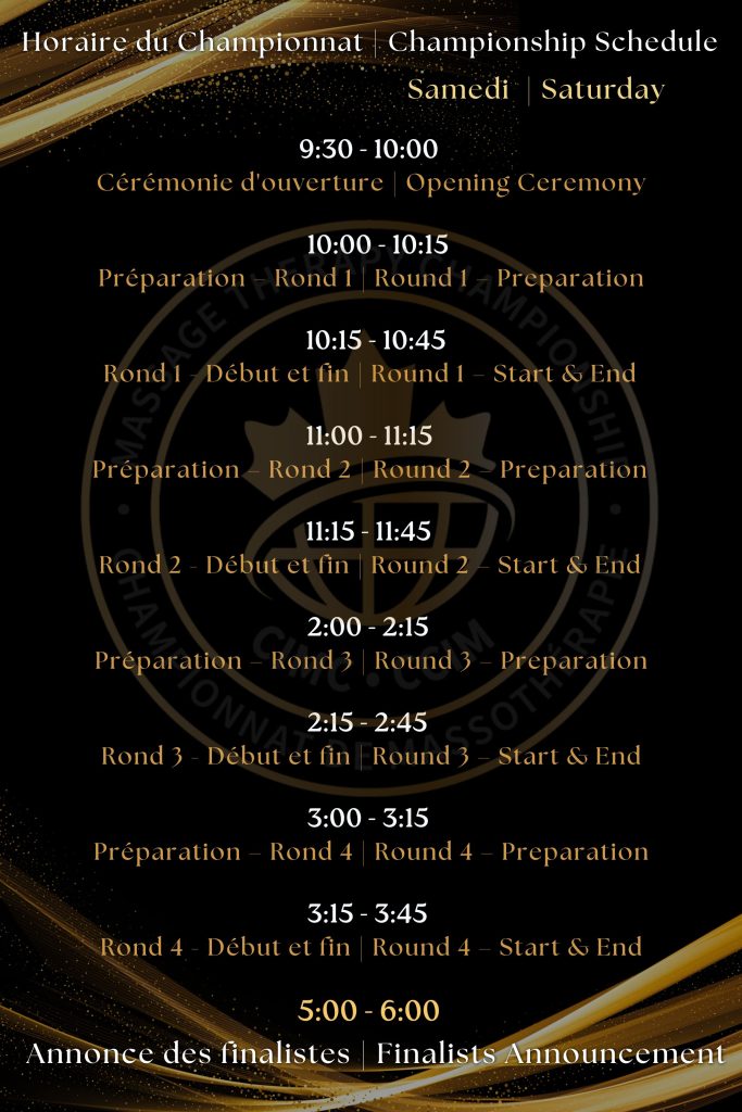 Samedi_Horaire_Champ - Champ_Saturday_Schedule